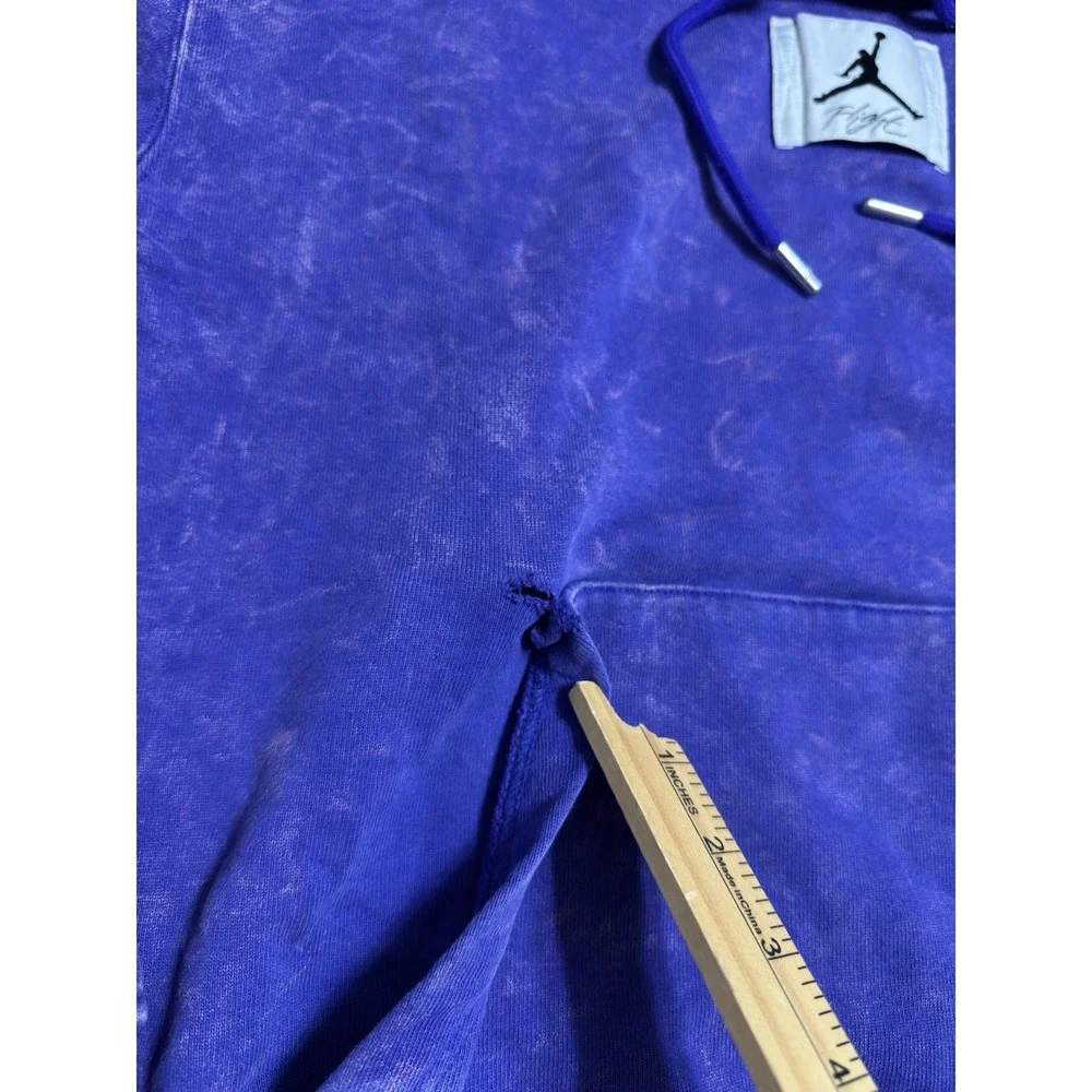 Nike Air Jordan Flight Essential Washed Fleece Hoodie Sz M Concord Purple DR3087